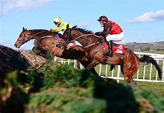Bob And Co comes to take Billaway in the Champion Hunters' Chase at Punchestown